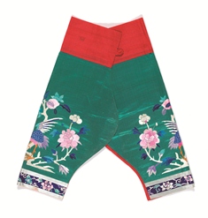 Split pants with wealth and longevity motifs