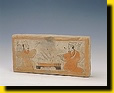 Painted pictorial brick with scene of dice game