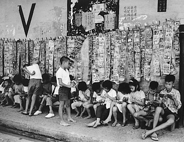 On-street comics stall in the 1960s