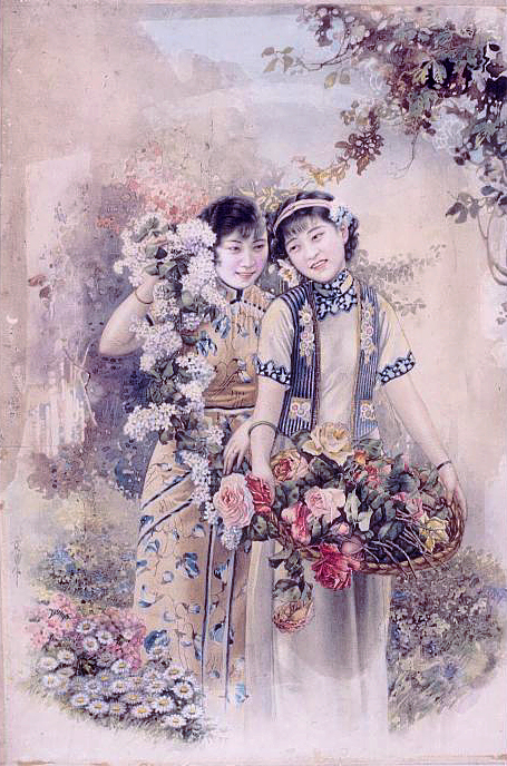 Pretty women playing with flowers