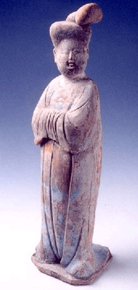 Painted pottery figure of woman