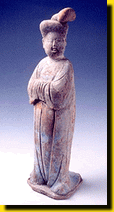 Painted pottery figure of woman