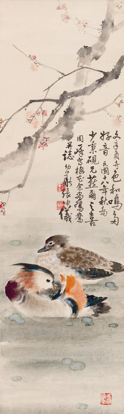 Mandarin ducks and plum blossoms