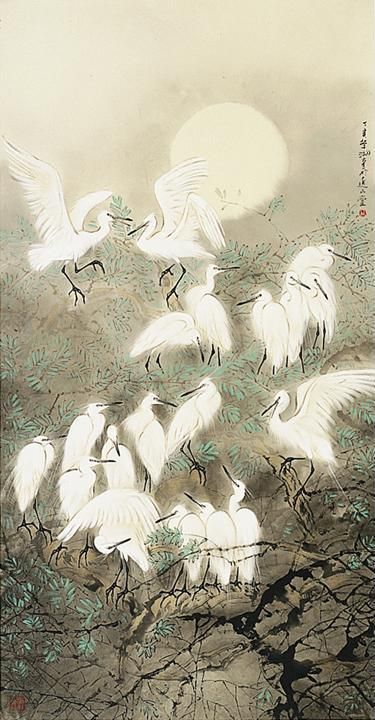 Egrets at leisure