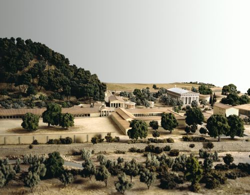 1:200 scale model showing Olympia as it would have appeared around 100 BC