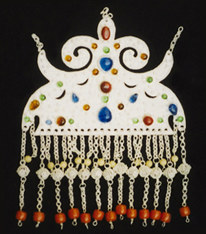 Chest plaques made of silver inset with gems of the Kirgiz people