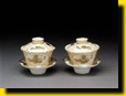 Precious Objects and Floral Brocades
Covered Bowls and Saucers with Panels Painted in Overglaze Enamels on Pink-ground