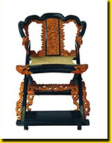 Black Lacquered Folding Chair with Cloud and Dragon Design in Gold
