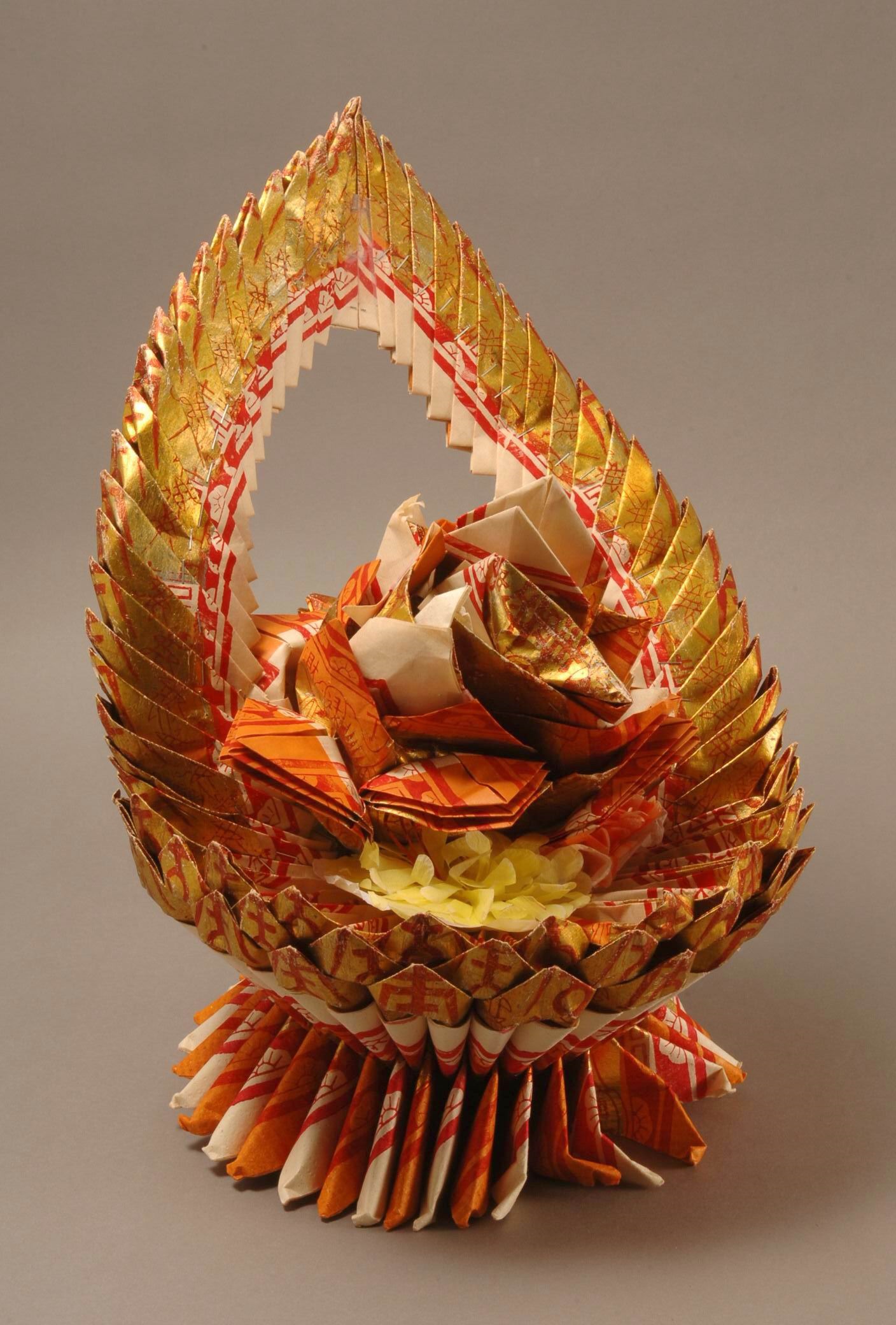 Longevity joss papers in flower basket form