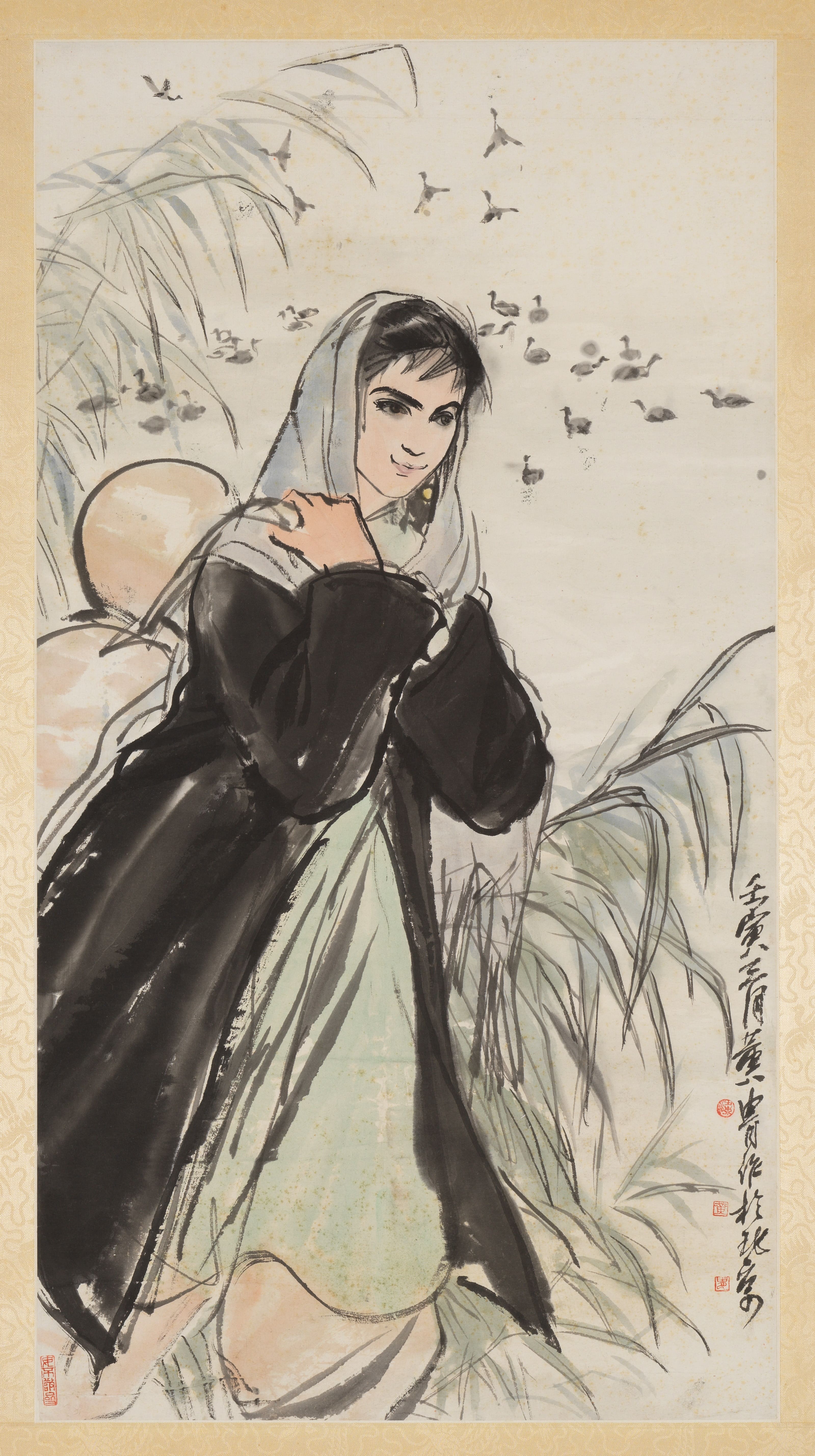 Uyghur Girl, Painting by Huang Zhou