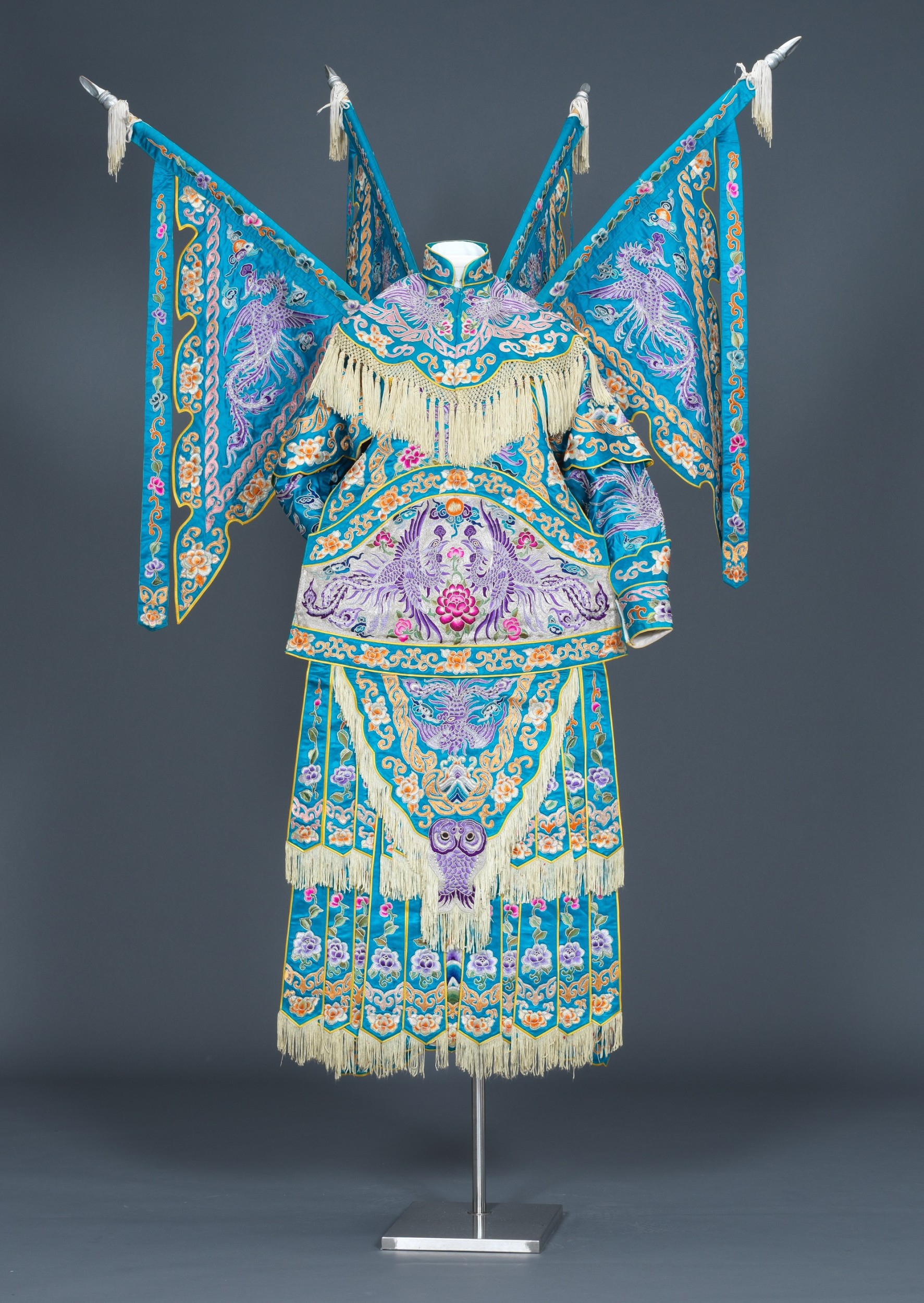 Embroidered Blue Grand Armour with Phoenix Motifs