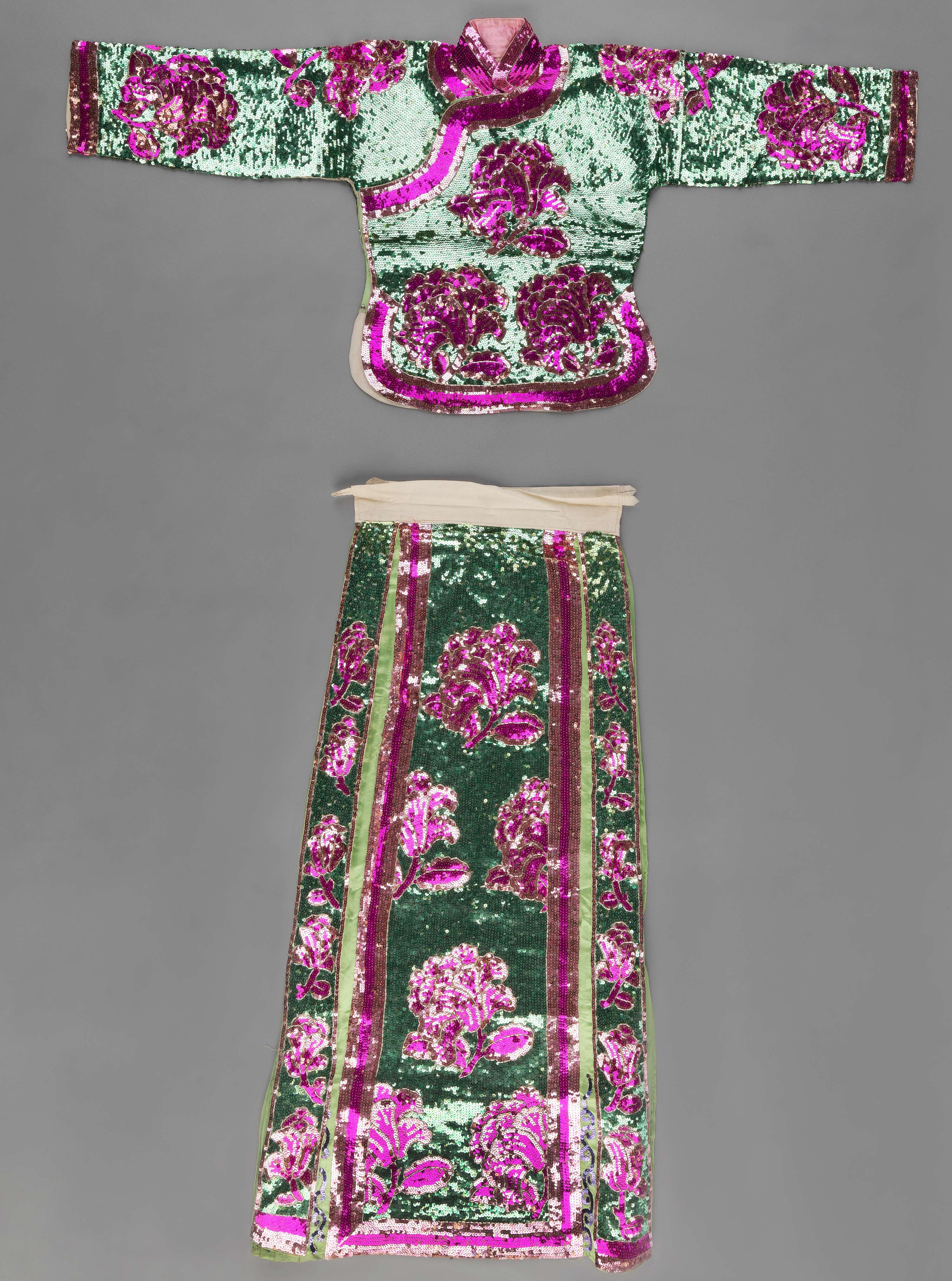 Sequined purple-green costume